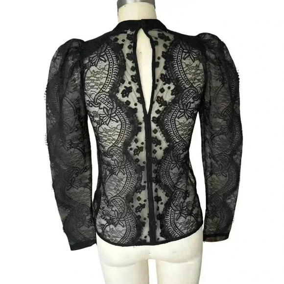 Self-Portrait Puff  Sleeves Lace Blouse, Size S - Picture 4 of 6